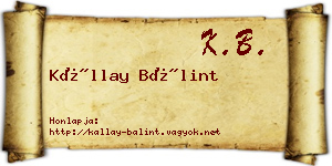 Kállay Bálint névjegykártya